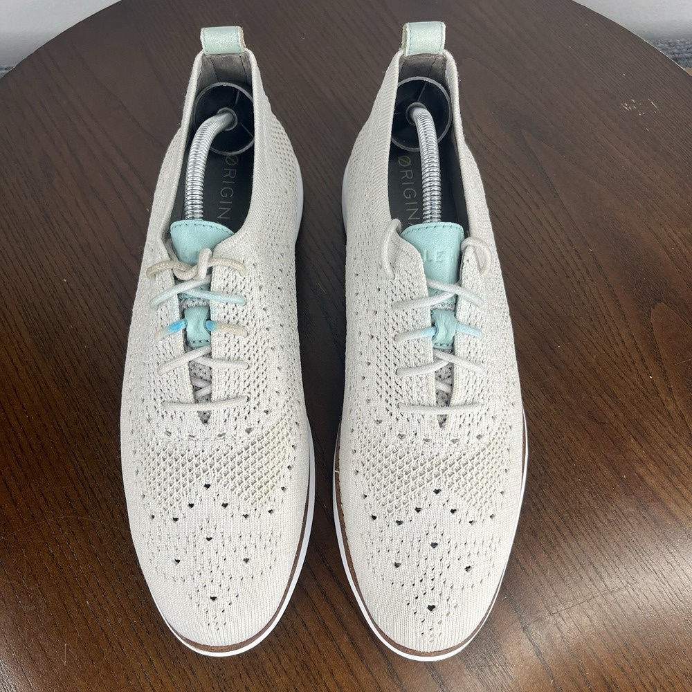 Cole Haan Original Shoes Women's 9 Gray Knit Stitchlite Wingtip Oxford Sneakers - Picture 3 of 16